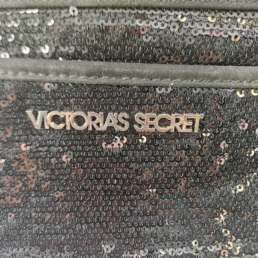 NWT Victoria's Secret 2013 Limited Edition Black Sequin Double Zip Clutch - Picture 4 of 9